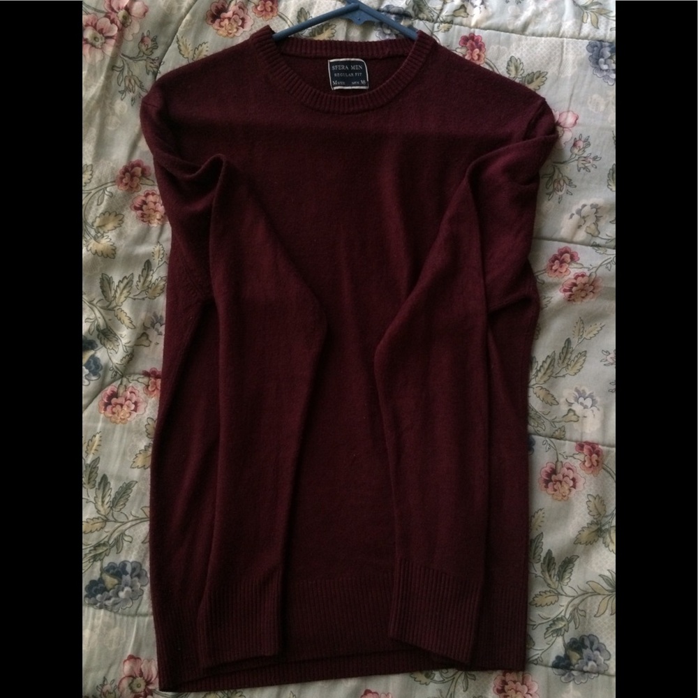 🌻Sfera Men Crew Neck Burgundy Pullover Sweater